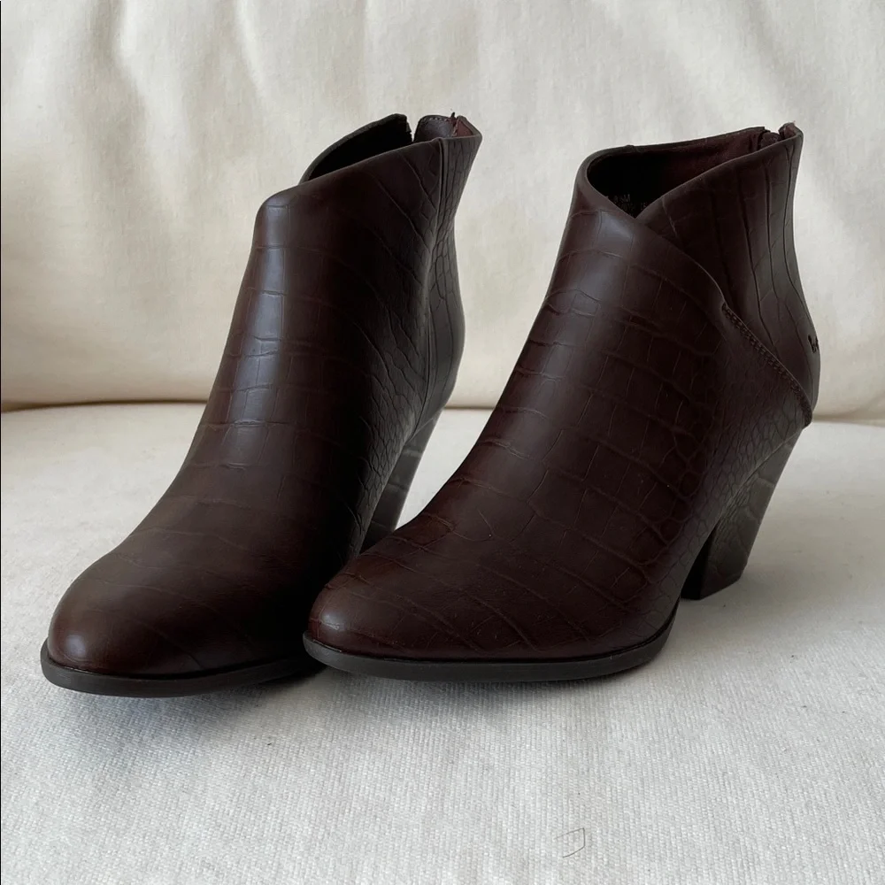 boc Dark Brown Croc-Embossed Ankle Booties - Picture 2 of 8